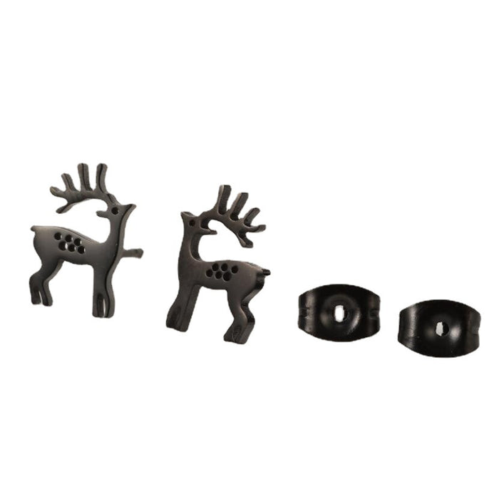 Christmas Reindeer Stainless Steel Stud Earrings - Elegant Mini Animal Jewelry