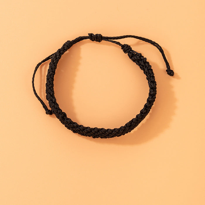 Ethnic Style Braided Black Cord Bracelet with Adjustable Fit