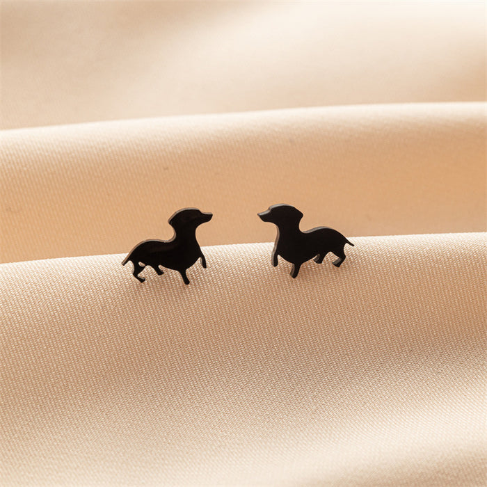 Dog and Cat Stainless Steel Stud Earrings - Cute and Playful Animal Jewelry