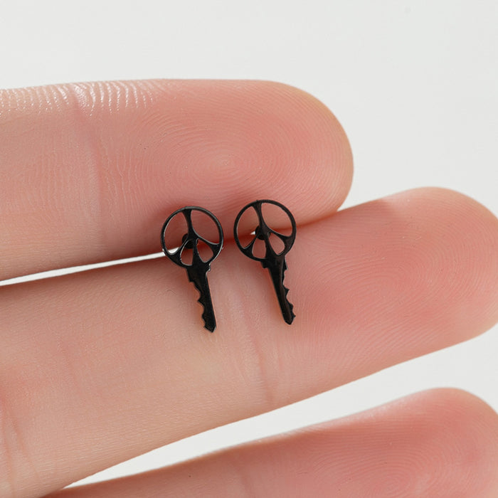 Key Stainless Steel Stud Earrings - Simple and Stylish Geometric Jewelry