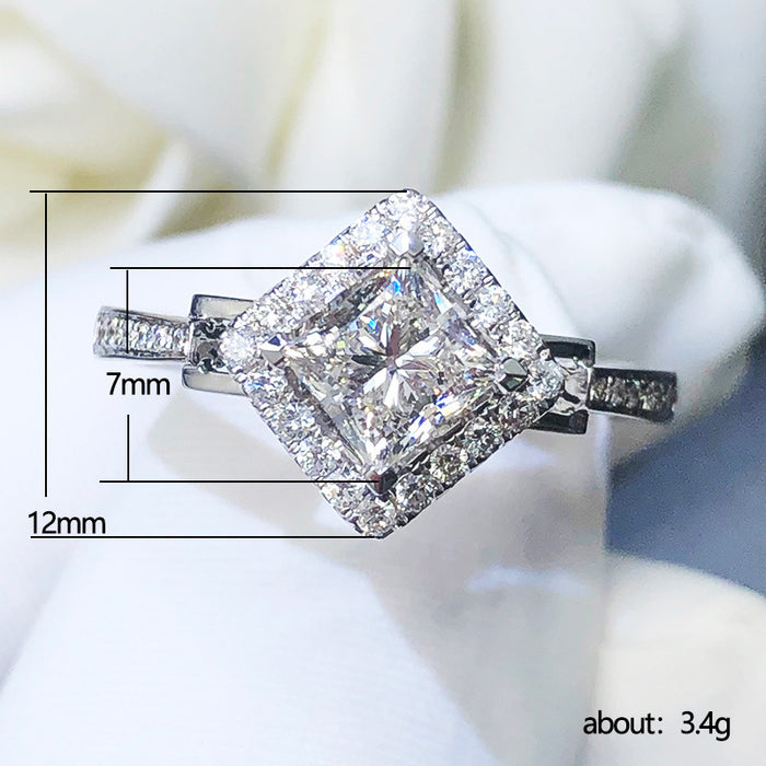 Hollow diamond zircon ring niche high-end wedding ring for women