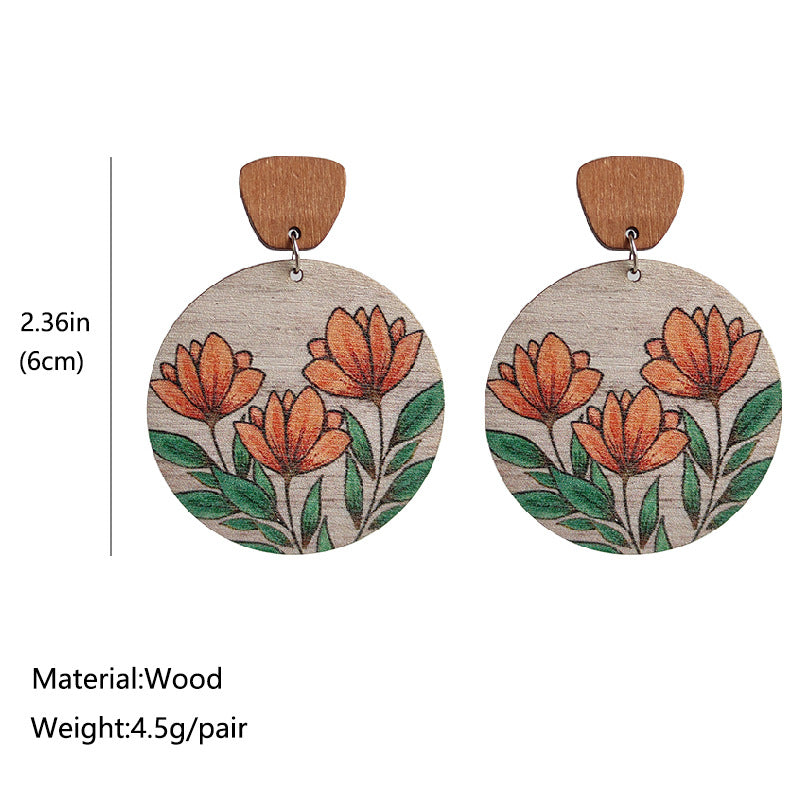 Pendientes de flores de madera