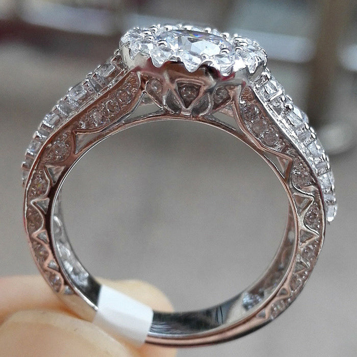 Anillo de diamantes con incrustaciones de cobre y circonitas para mujer, regalo de San Valentín