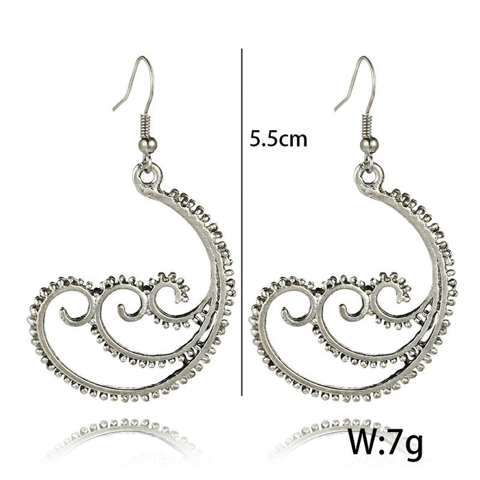 Retro ethnic style hollow flower earrings versatile carved earrings