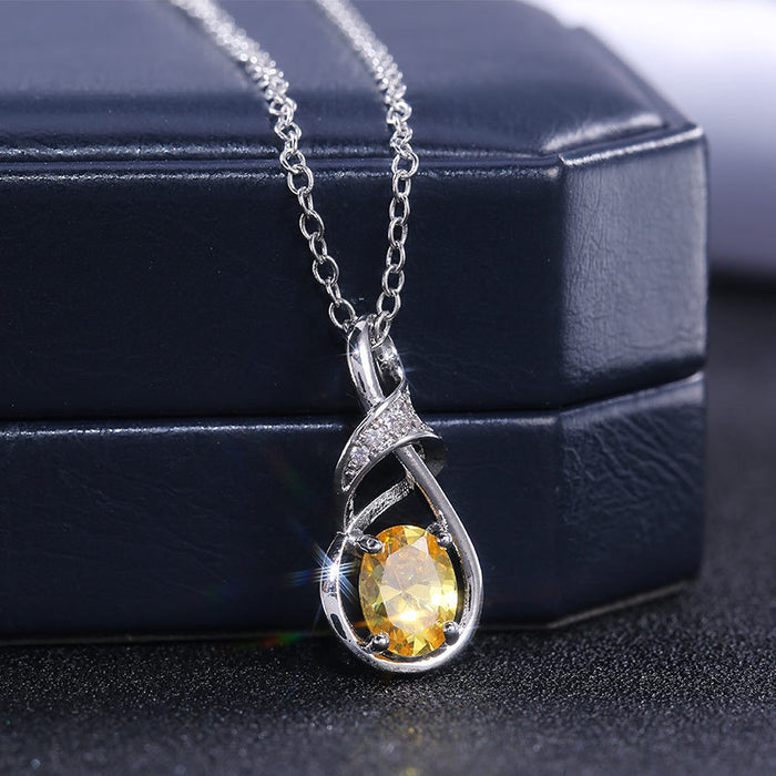Geometric zirconium diamond pendant necklace couple jewelry