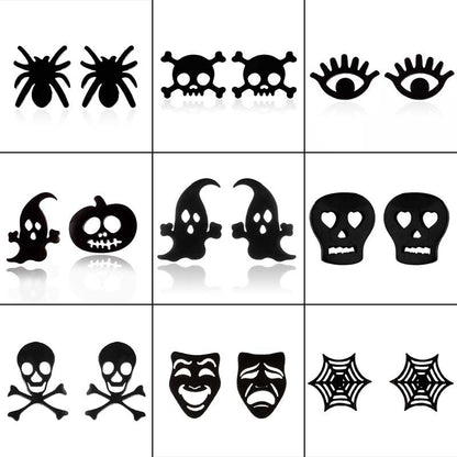 Halloween pumpkin skull earrings, European and American cross-border simple fashion ghost spider web earrings wholesale