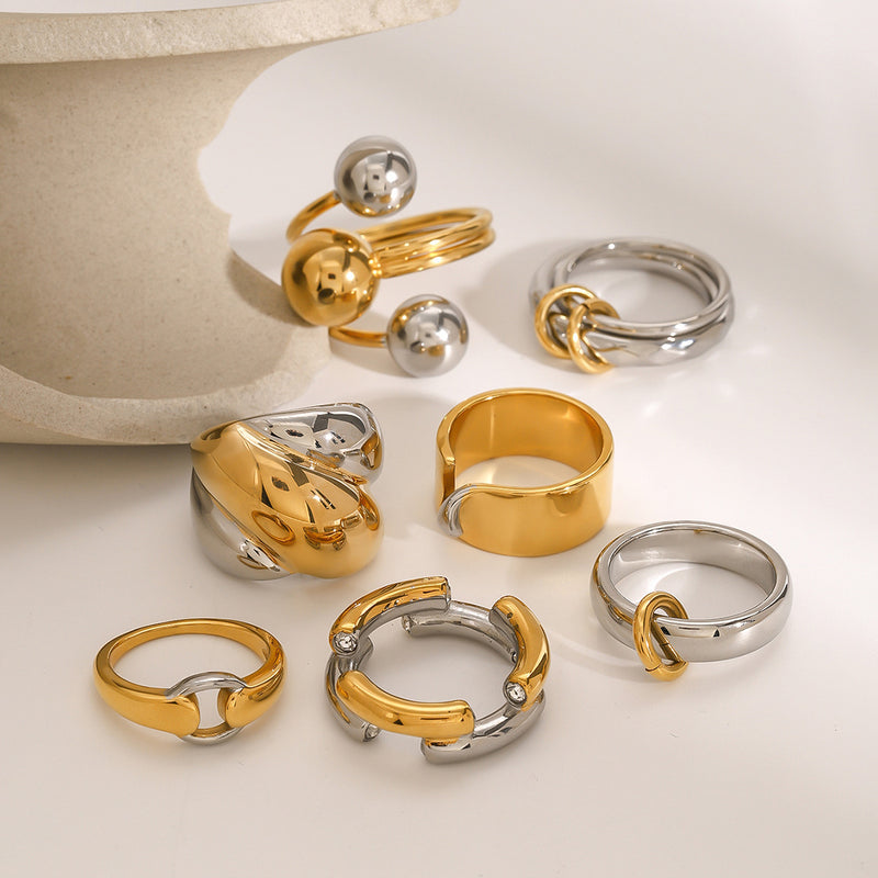 Stainless steel color-block ring