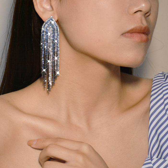 Vintage Long Tassel Earrings - S925 Silver Zircon Butterfly Dangle Earrings for Women - wallojewerly 