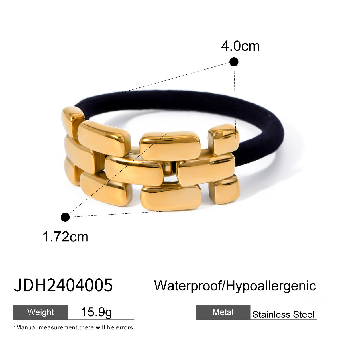 18K Gold Plated Stainless Steel Hair Tie - High-End U-Shaped Elastic Band for Ponytails