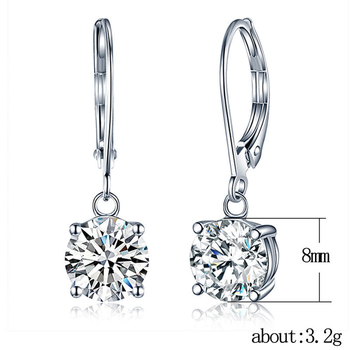 Classic four-claw zircon earrings