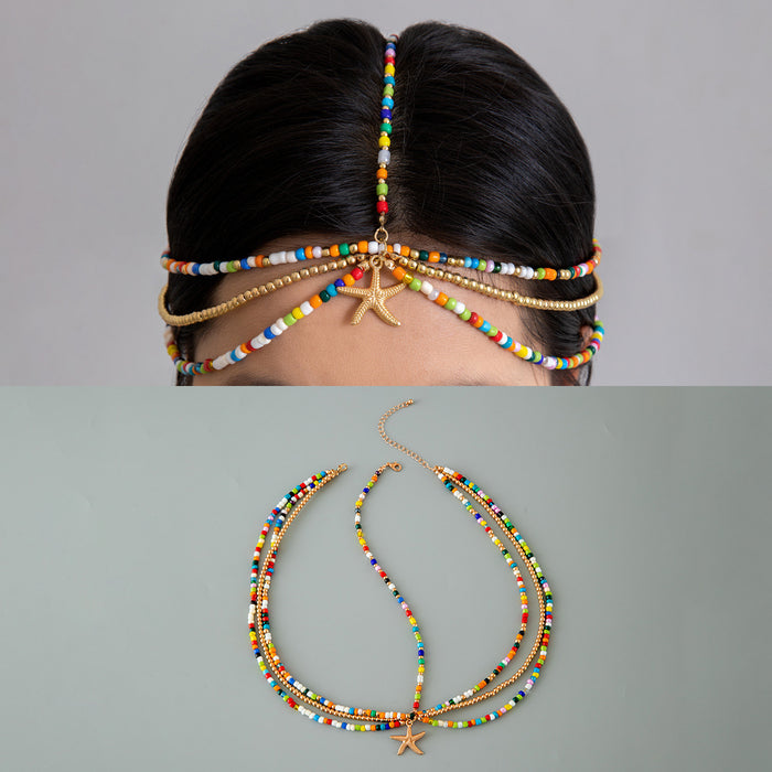 Pearl and Rhinestone Head chain Headband with Exotic Flair for Women