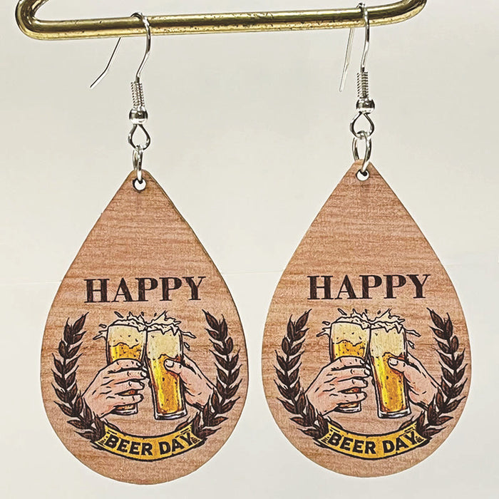 Wine wooden earrings