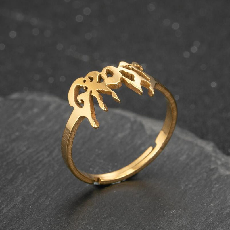 Anillo de acero inoxidable simple europeo y americano, anillo de letra retro gótica al por mayor