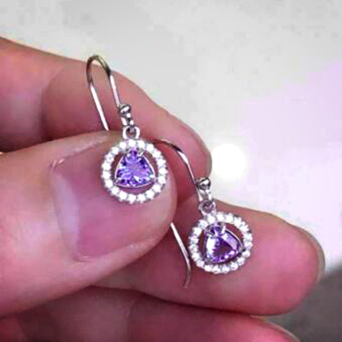 Purple zircon earrings birthday gift earrings