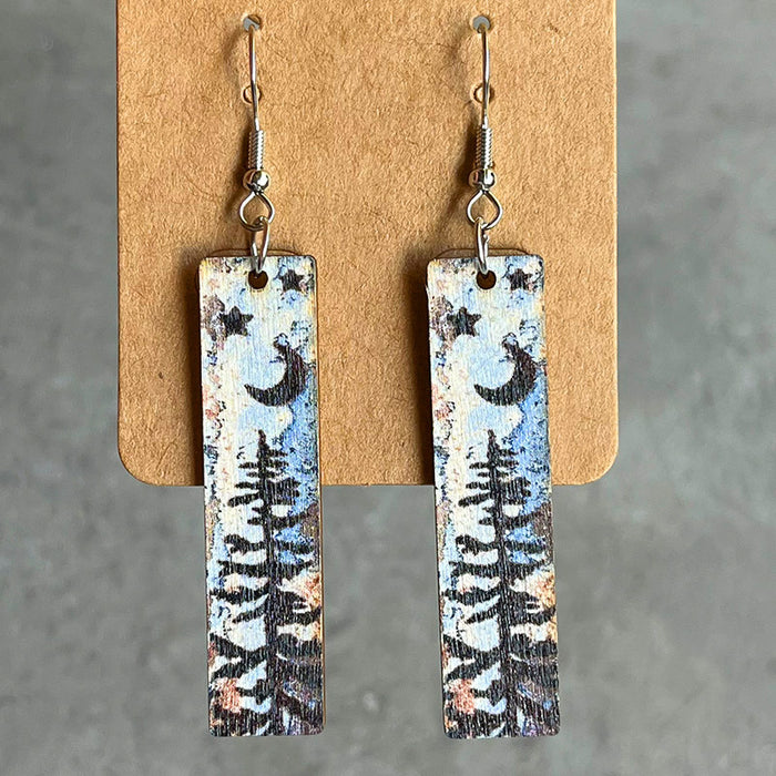 Wooden tree earrings