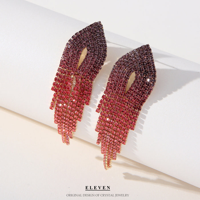 Exaggerated Hollow Tassel Earrings - Long Rhinestone Dangles for a Bold Look