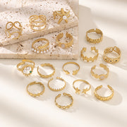 Wholesale non-fading stainless steel titanium steel gemstone diamond open rings - wallojewerly 