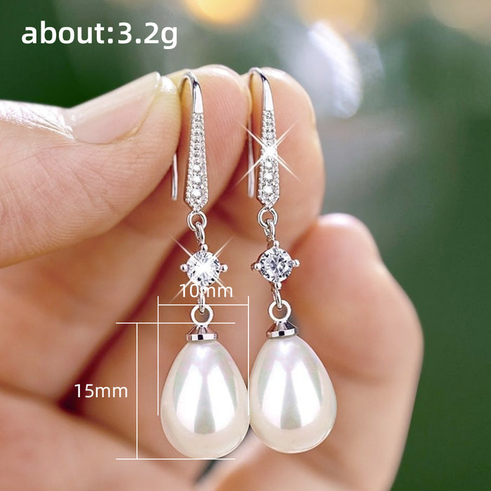 Pendientes de gota de agua, pendientes de circonita, pendientes de boda para mujer