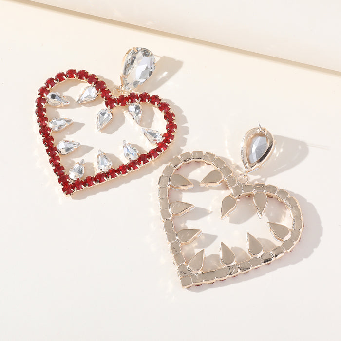 2023 Heart Rhinestone Earrings - Exaggerated Dangles for Evening Wear