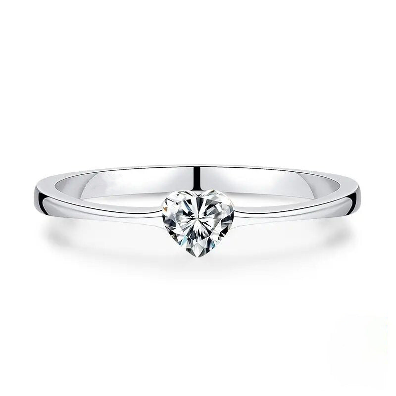 Anillo de pareja en forma de corazón, anillo en forma de corazón súper brillante para mujer
