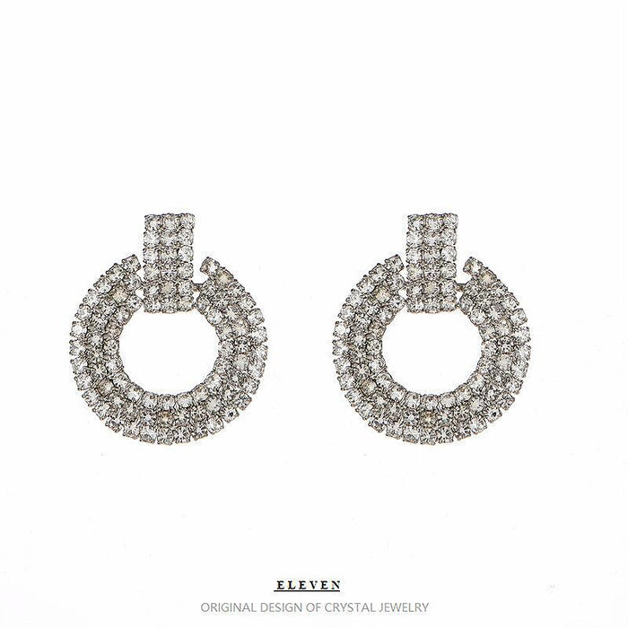 Creative Zircon Hoop Earrings - Minimalist Sparkling Studs for a Bold Look