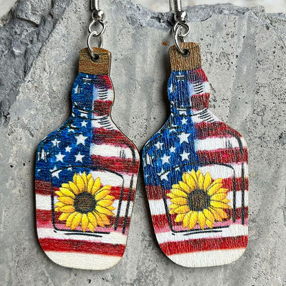 Independence Day Earrings with Western Cowboy Boots and Bullhead Designs