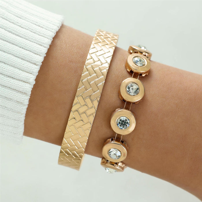 Wide Band Cuff Bracelet Set – Gold-Toned Statement Jewelry