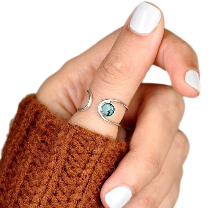 Imitation natural stone open adjustable simple line ring for women