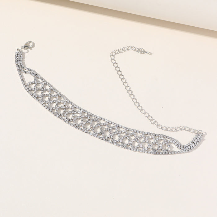 Trendy Rhinestone Layered Necklace - Fashionable Statement Chain for Women