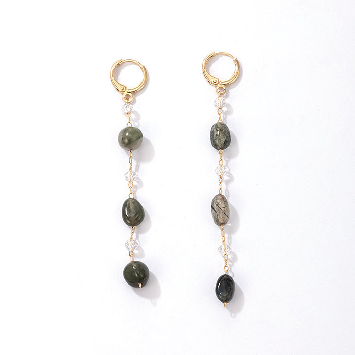 Imitation natural stone chain long temperament earrings earrings