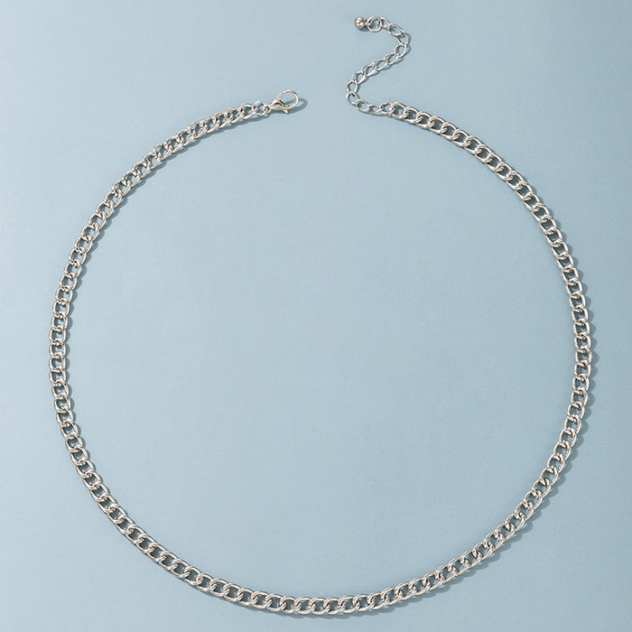 Collar de cadena geométrica de plata: joyería minimalista de moda para mujeres