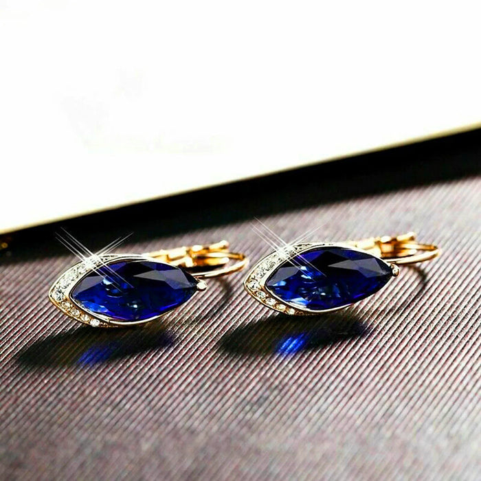 Pendientes de cristal con incrustaciones en forma de marquesa, pendientes de diseño elegante.