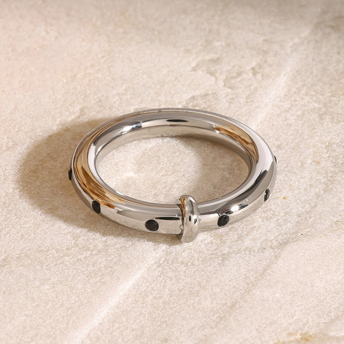 Stainless steel rhinestone plain ring