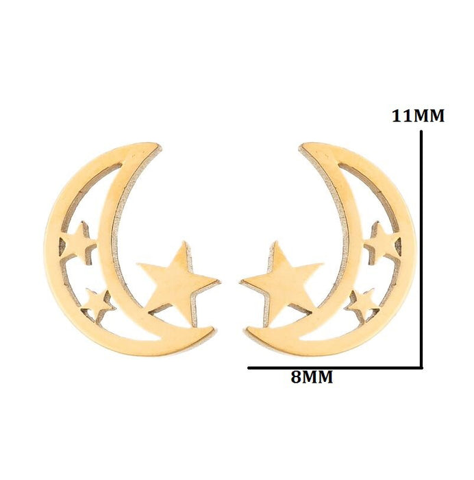 Pendientes de acero inoxidable con forma de estrella y luna: joyas de temática celestial