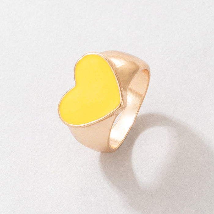 Enamel Daisy Contrast Ring - Minimalist Cold Wind Statement Ring for Women