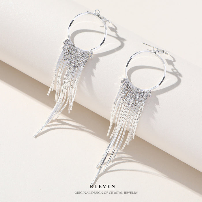 Long Tassel Rhinestone Earrings - Elegant and Versatile Jewelry for Women