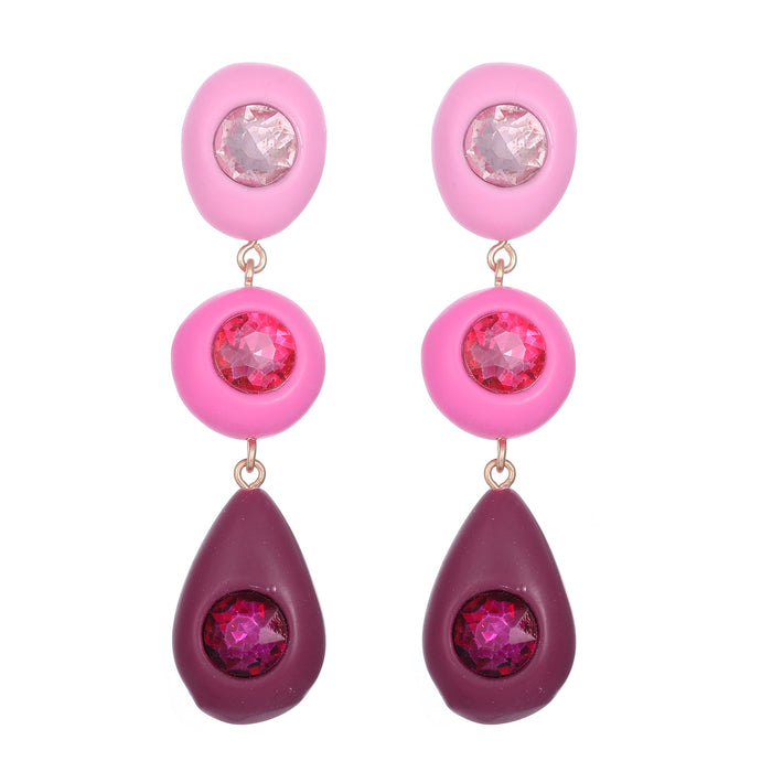 Geometric Resin Acrylic Earrings - Trendy Multi-Layer Dangles for a Vintage Style