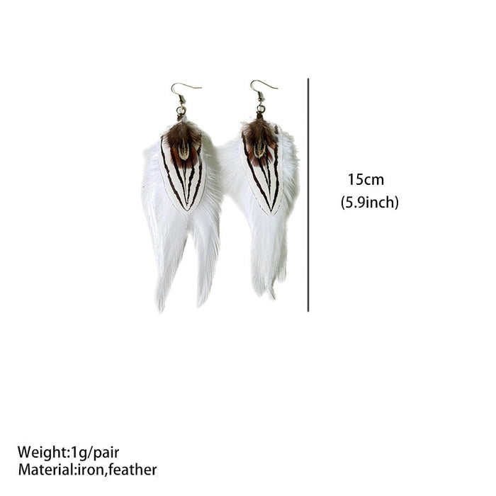 Natural Feather Earrings with Exotic White Elegant Wedding Style