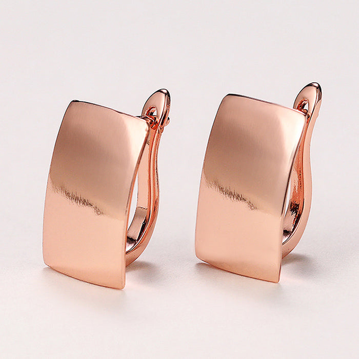 Rectangular earrings rose gold couple earrings