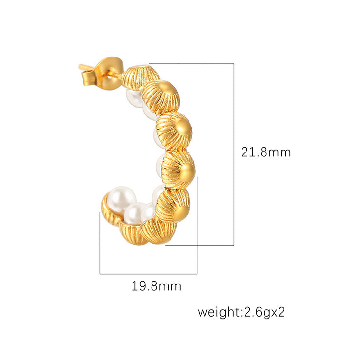 Fashionable golden braided hoop earrings stainless steel furnace plated with 18K gold