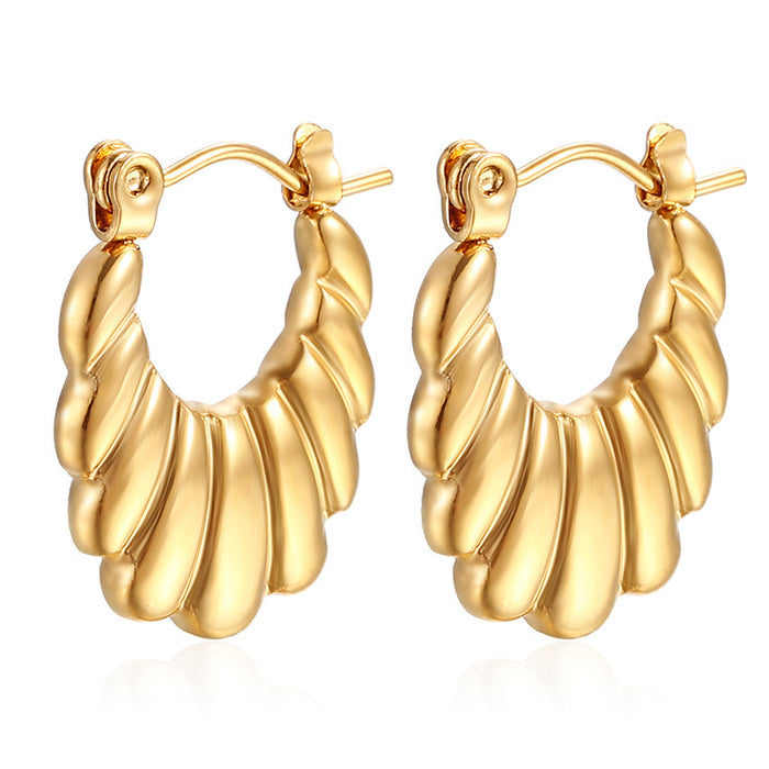 French retro pattern earrings, 18K stainless steel plated women's earrings, elegant and high-end