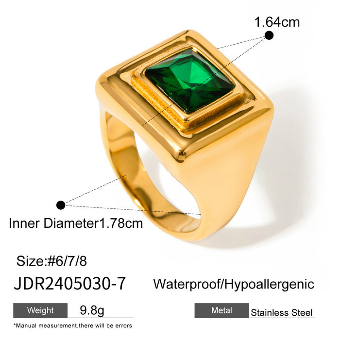 Stainless steel zircon pearl ring