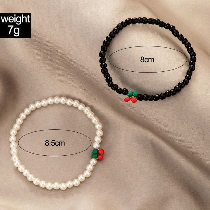 Ethnic Style Double-Layer Pearl Bracelet - Couple Black Beaded Bracelet Set