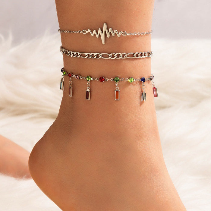 Colorful Butterfly Charm Multi-Layer Anklet - New Bohemian Style Foot Jewelry