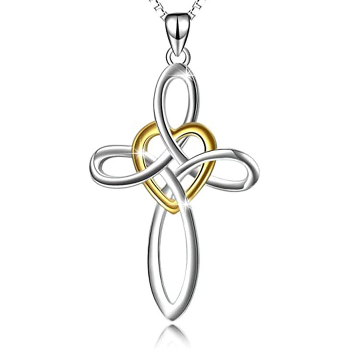 Love cross pendant simple style peace knot women's necklace