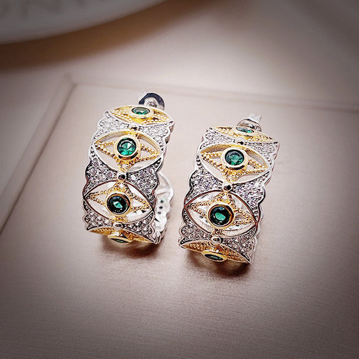 Pendientes de lágrimas de Venecia Anillo retro con forma de ojo de luna y estrella Anillo de mujer estilo palacio francés