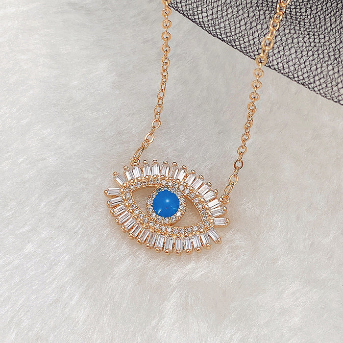 Punk style evil eye pendant necklace for women