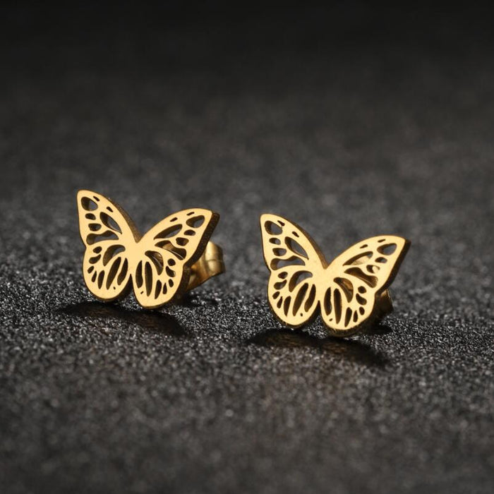 Butterfly Wing Stainless Steel Stud Earrings - Delicate and Elegant Jewelry for Any Occasion