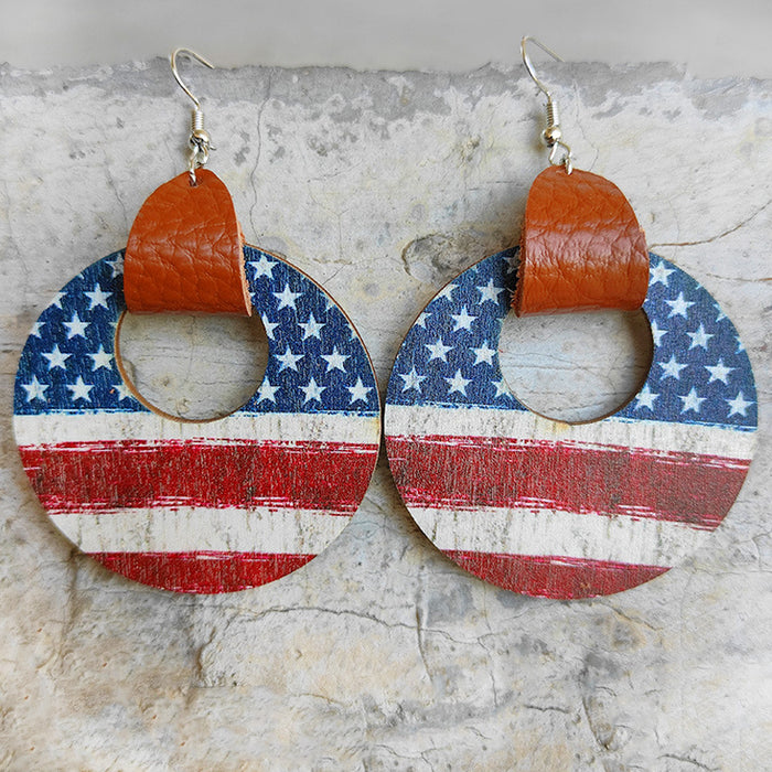 Wooden patriotic earrings