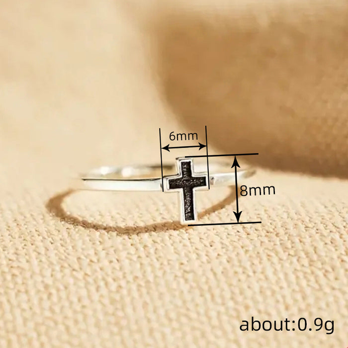 Metal oil painting cross ring for women simple minimalist design